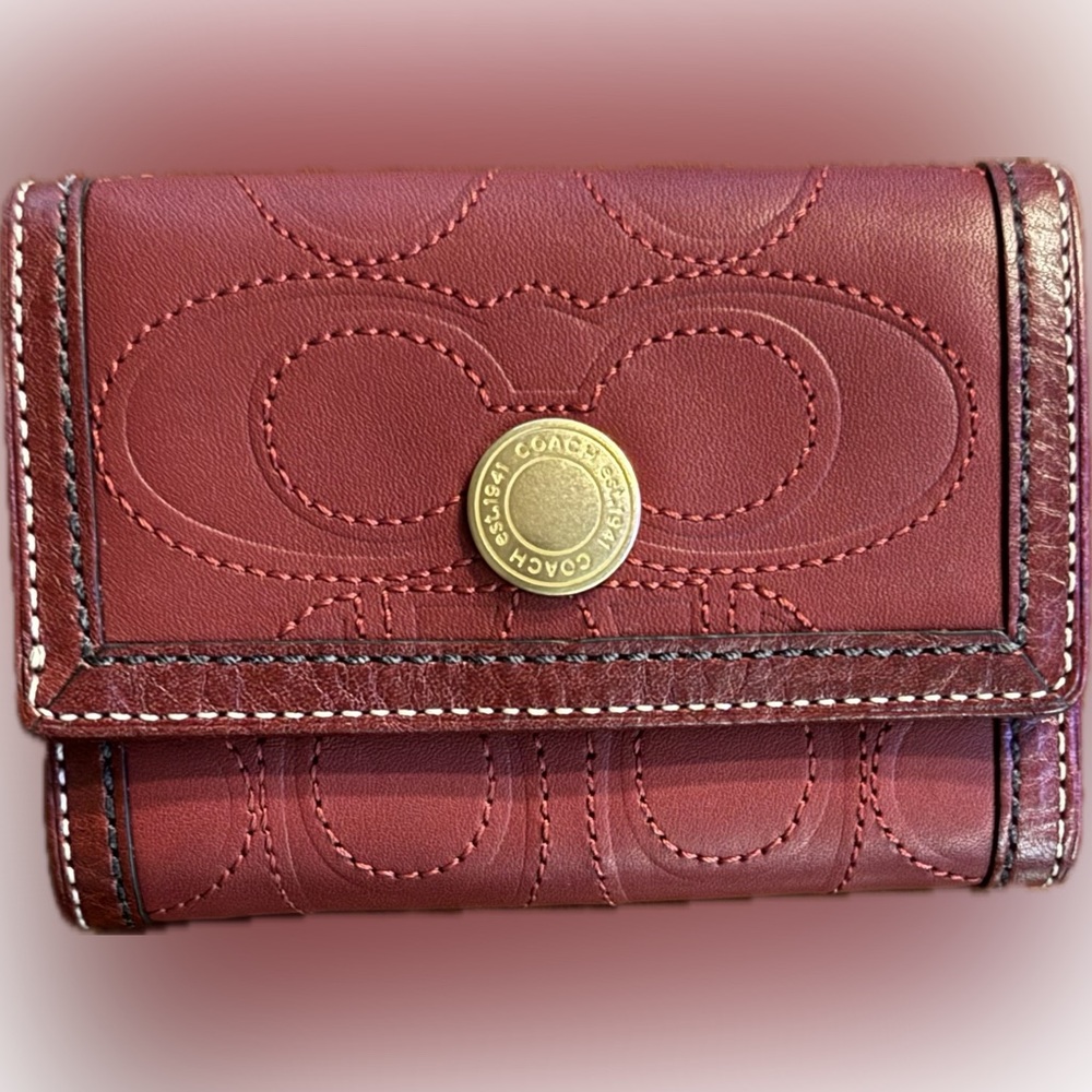 Coach Hampton Leather Signature Trifold Wallet with card pocket, NWT - Vintage